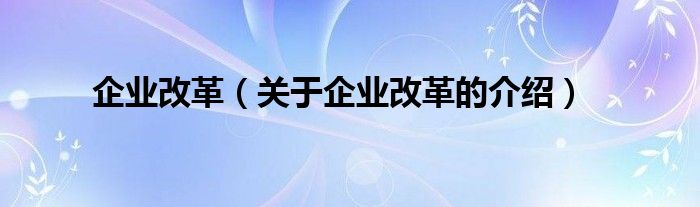 企业改革（关于企业改革的介绍）