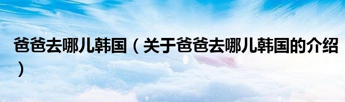 爸爸去哪儿韩国（关于爸爸去哪儿韩国的介绍）