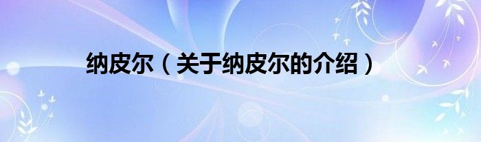 纳皮尔（关于纳皮尔的介绍）