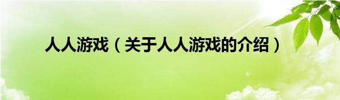 人人游戏（关于人人游戏的介绍）
