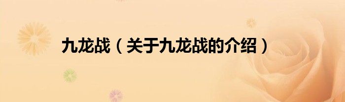 九龙战（关于九龙战的介绍）