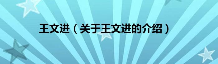 王文进（关于王文进的介绍）