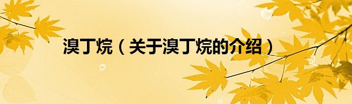 溴丁烷（关于溴丁烷的介绍）