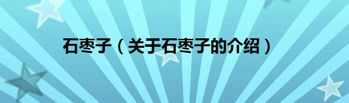 石枣子（关于石枣子的介绍）