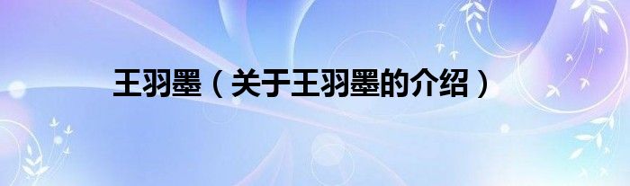 王羽墨（关于王羽墨的介绍）