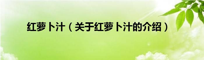 红萝卜汁（关于红萝卜汁的介绍）