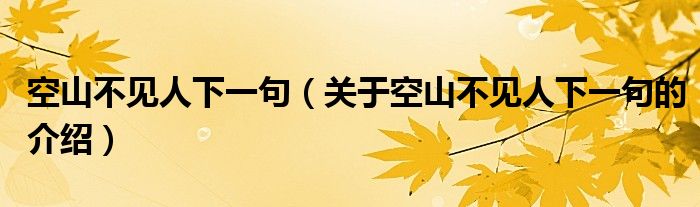 空山不见人下一句（关于空山不见人下一句的介绍）