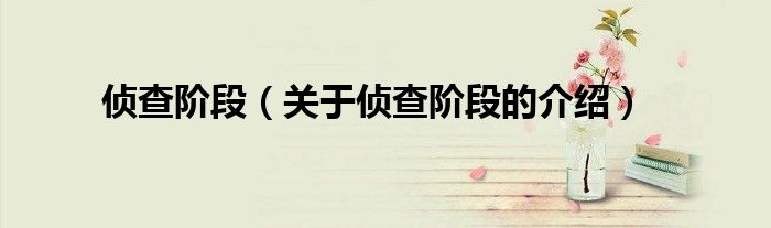 侦查阶段（关于侦查阶段的介绍）
