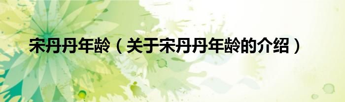 宋丹丹年龄（关于宋丹丹年龄的介绍）