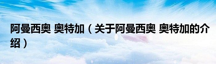 阿曼西奥 奥特加（关于阿曼西奥 奥特加的介绍）