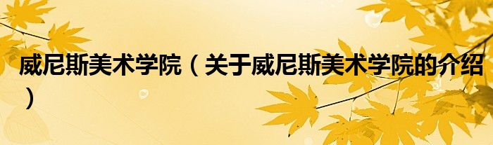 威尼斯美术学院（关于威尼斯美术学院的介绍）