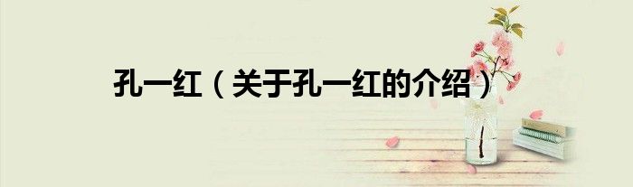 孔一红（关于孔一红的介绍）