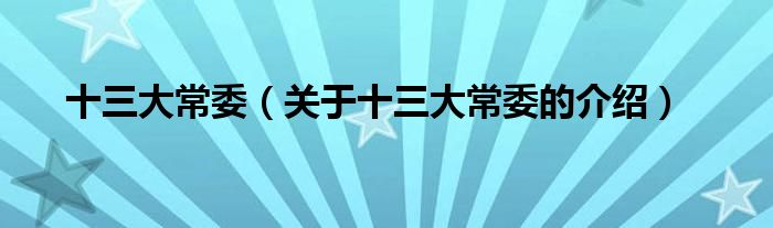 十三大常委（关于十三大常委的介绍）