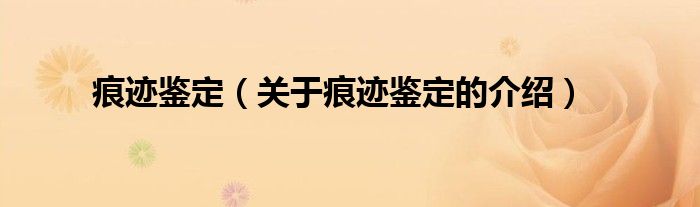 痕迹鉴定（关于痕迹鉴定的介绍）