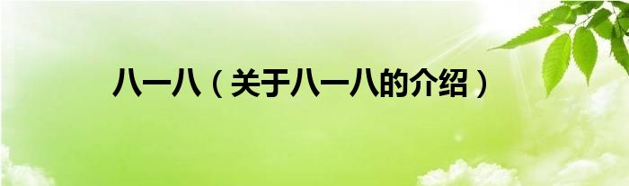 八一八（关于八一八的介绍）