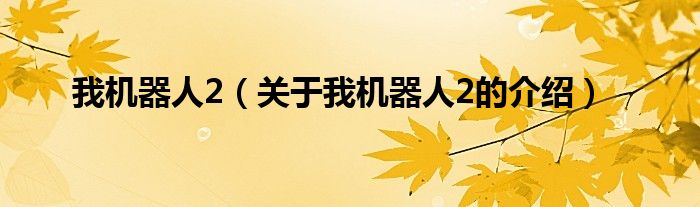 我机器人2（关于我机器人2的介绍）