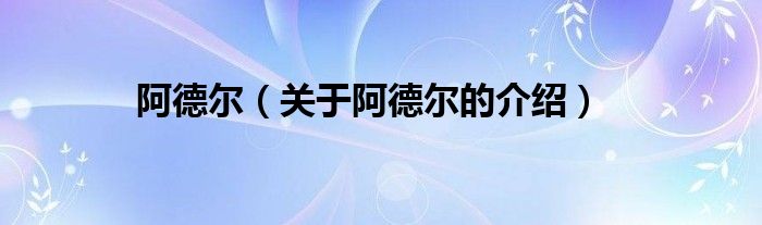 阿德尔（关于阿德尔的介绍）
