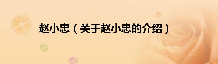 赵小忠（关于赵小忠的介绍）