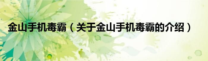 金山手机毒霸（关于金山手机毒霸的介绍）