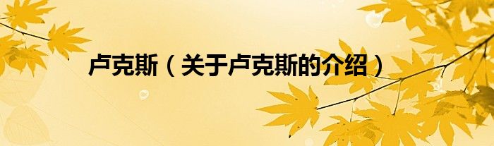 卢克斯（关于卢克斯的介绍）