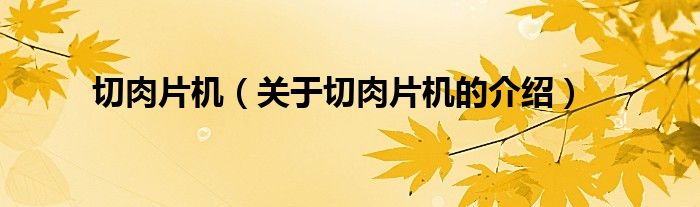 切肉片机（关于切肉片机的介绍）