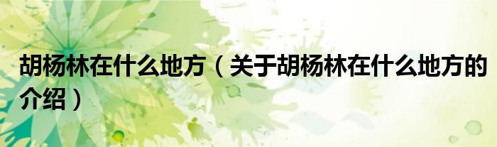 胡杨林在什么地方（关于胡杨林在什么地方的介绍）