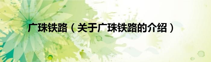 广珠铁路（关于广珠铁路的介绍）