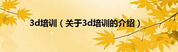 3d培训（关于3d培训的介绍）