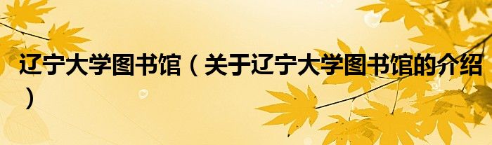 辽宁大学图书馆（关于辽宁大学图书馆的介绍）