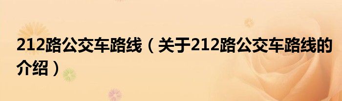 212路公交车路线（关于212路公交车路线的介绍）