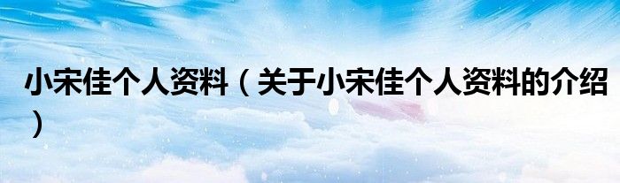 小宋佳个人资料（关于小宋佳个人资料的介绍）