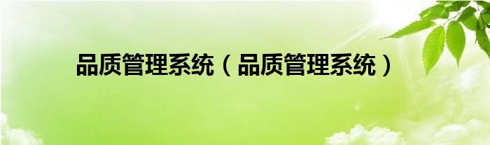 品质管理系统（品质管理系统）