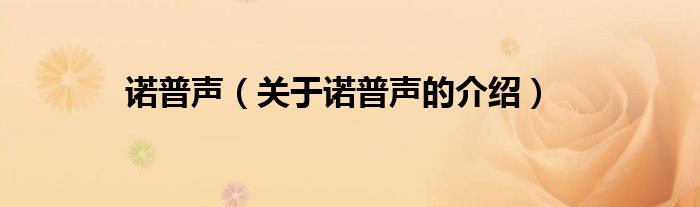 诺普声（关于诺普声的介绍）
