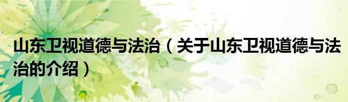 山东卫视道德与法治（关于山东卫视道德与法治的介绍）