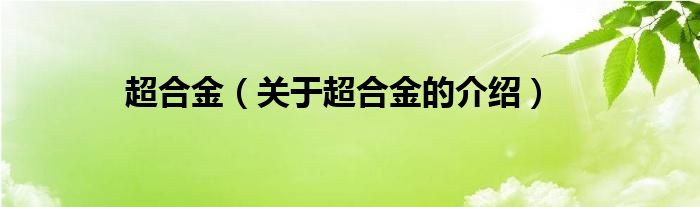 超合金（关于超合金的介绍）
