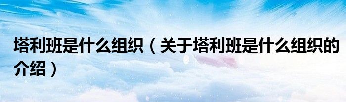 塔利班是什么组织（关于塔利班是什么组织的介绍）