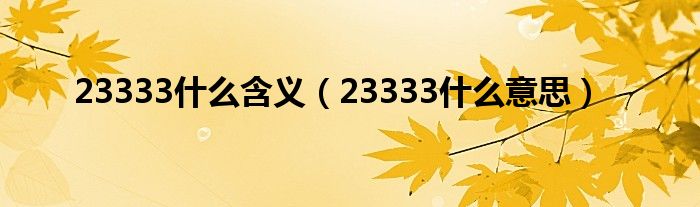 23333什么含义（23333什么意思）