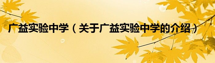 广益实验中学（关于广益实验中学的介绍）