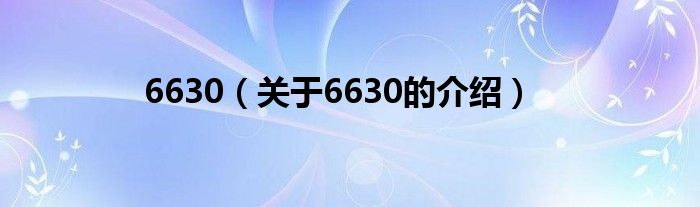 6630（关于6630的介绍）