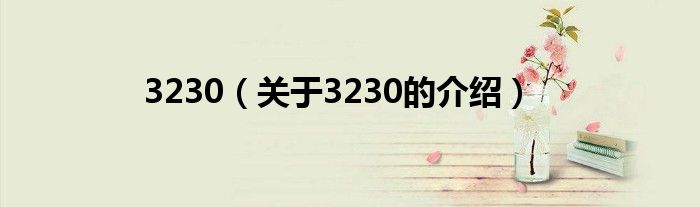 3230（关于3230的介绍）