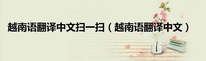 越南语翻译中文扫一扫（越南语翻译中文）