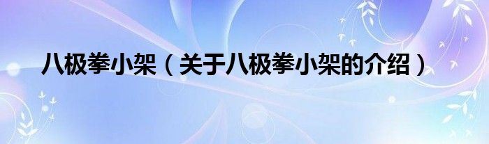 八极拳小架（关于八极拳小架的介绍）