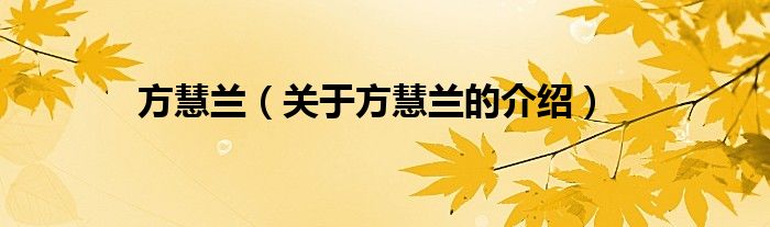 方慧兰（关于方慧兰的介绍）