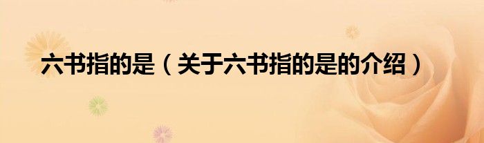六书指的是（关于六书指的是的介绍）