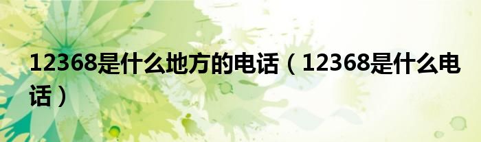 高质量的12368是什么电话的视图