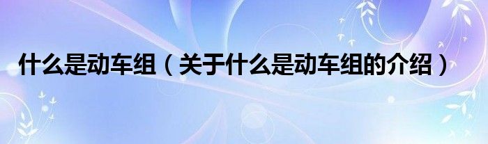 什么是动车组（关于什么是动车组的介绍）