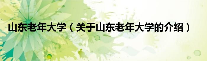 山东老年大学（关于山东老年大学的介绍）
