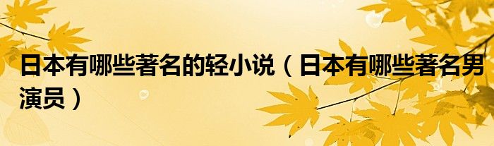 日本有哪些著名的轻小说（日本有哪些著名男演员）