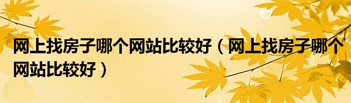 网上找房子哪个网站比较好（网上找房子哪个网站比较好）