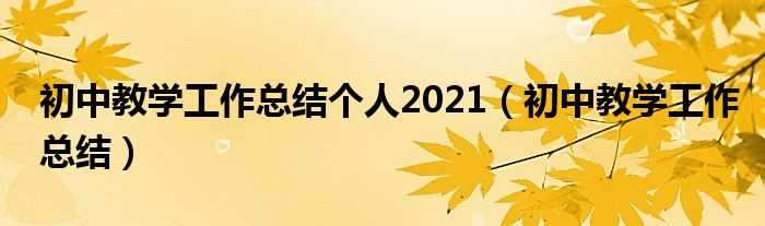 初中教学工作总结个人2021（初中教学工作总结）